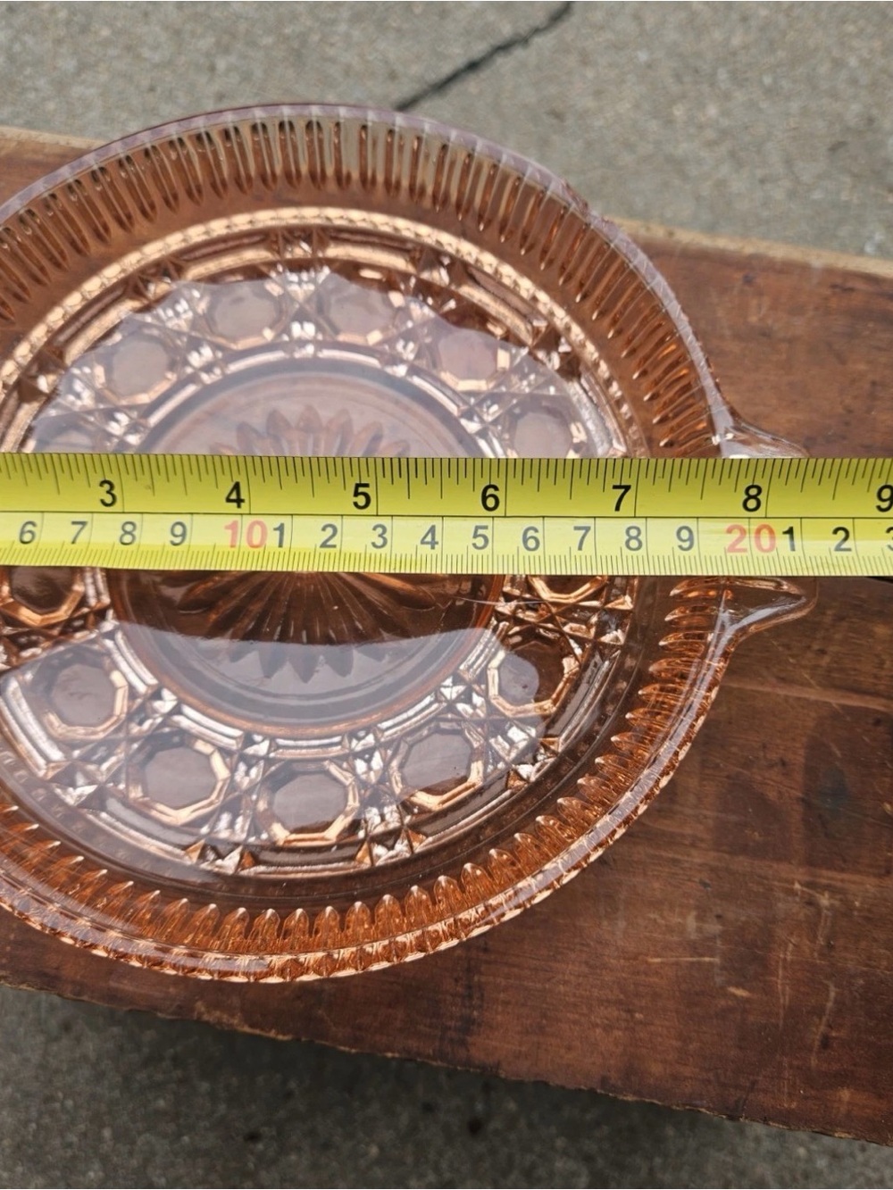 Vintage Pink Glass Divided Serving Dish-CHIP - Picture 5 of 7